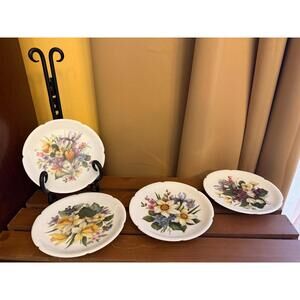 Rochard  Limoges France Floral Plates (Set of 4)